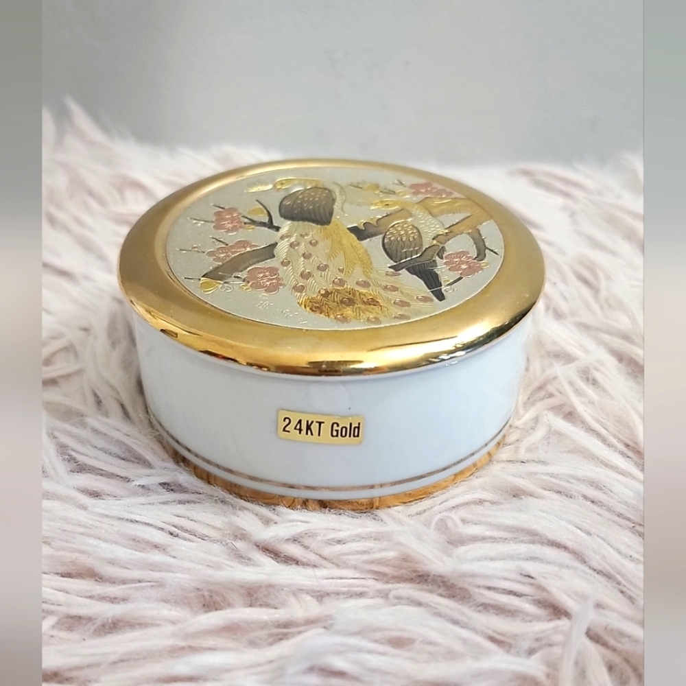 💙Vintage 24KT Art Of chokin Trinket Box Japan Made